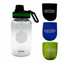 Glasflasche Lara Lebensblume | 700ml (Farbe unserer Wahl)