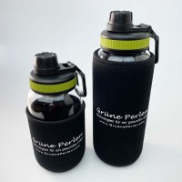 Glasflasche Lara aus Borosilikatglas mit Blume des Lebens (Hitze & Kältefest)